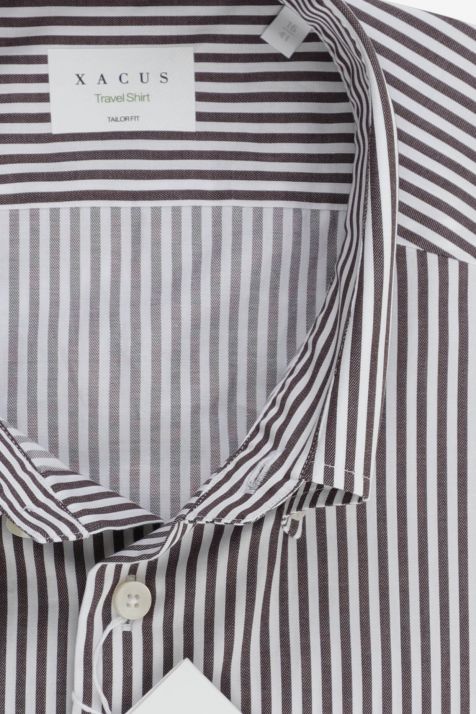 Hemd Herren Xacus Regular Bügelfreie Streifen 100% Baumwolle kragen Button-Down Lange Ärmel