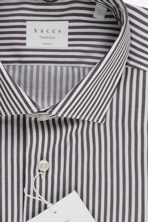 Camisa Hombre Xacus Regular No Plancha Rayas 100% algodón cuello Francés Manga larga