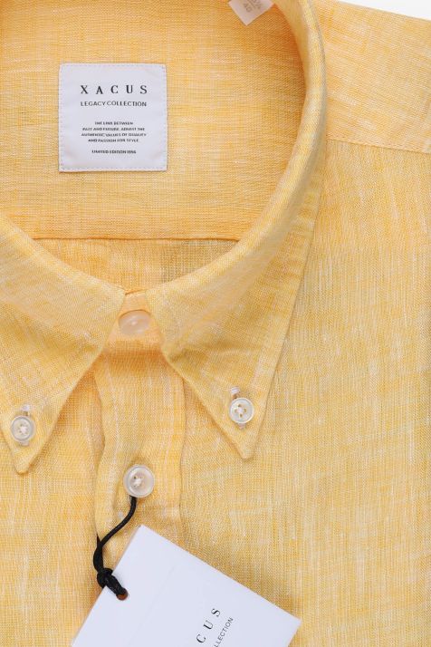 Camisa Hombre Xacus Regular Lisa 100% lino cuello Abotonado Manga larga