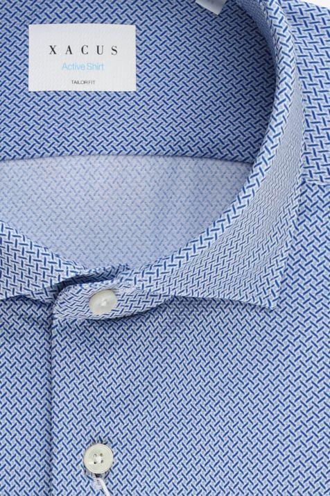 Men's Shirt Xacus Regular Semi-plain 86%  polyamide 14% elastane collar French Long sleeve