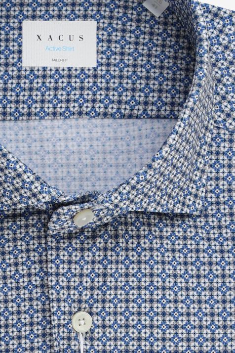 Men's Shirt Xacus Regular Semi-plain 83%  polyamide 17% elastane collar French Long sleeve