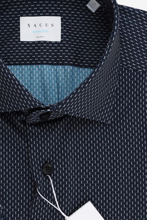 Men's Shirt Xacus Regular Semi-plain 86%  polyamide 14% elastane collar French Long sleeve