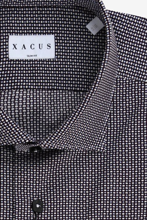 Hemd Herren Xacus Slim Halb Unifarben 97% Baumwolle 3% elastan kragen Französisch Lange Ärmel