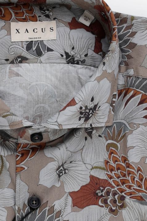 Camisa Hombre Xacus Regular Estampada 100% algodón lavado cuello Francés Manga larga