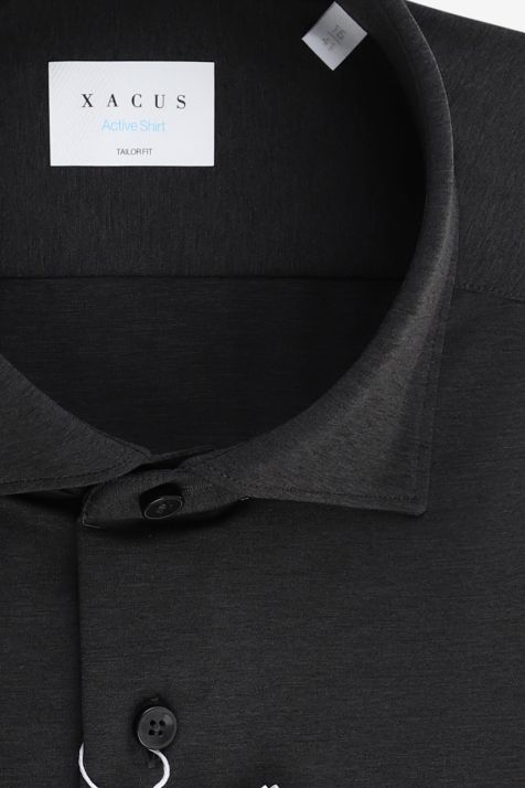 Men's Shirt Xacus Regular Plain 86%  polyamide 14% elastane collar French Long sleeve