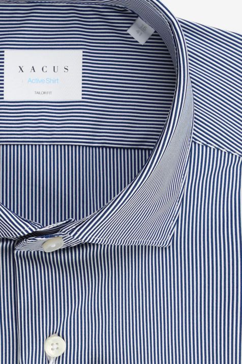 Men's Shirt Xacus Regular Stripe 84% polyamide 16% elastane collar French Long sleeve