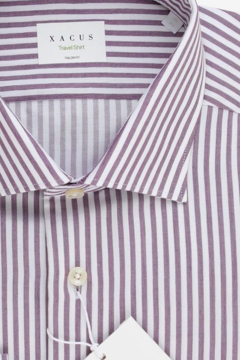 Camisa Hombre Xacus Regular No Plancha Rayas 100% algodón cuello Francés Manga larga