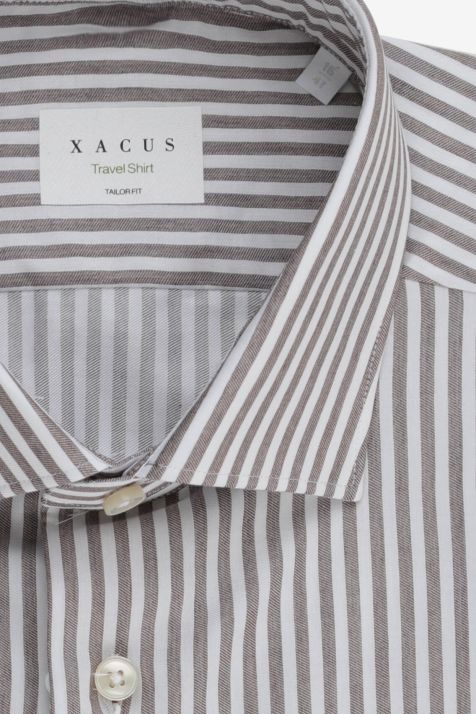 Men's Shirt Xacus Regular Not Iron Stripe 100% cotton collar French Long sleeve