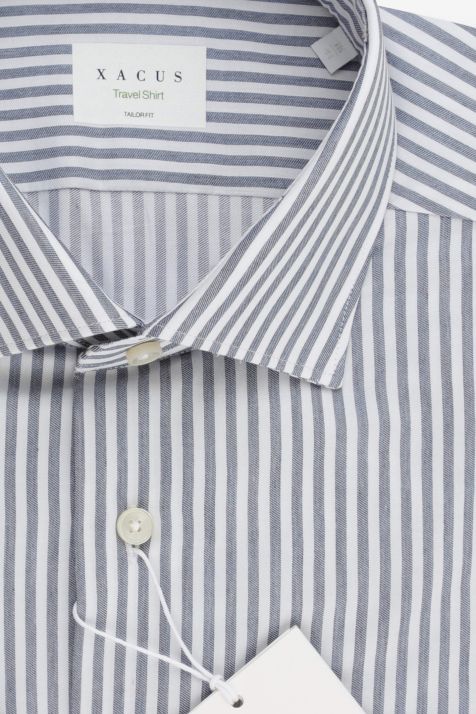 Camisa Hombre Xacus Regular No Plancha Rayas 100% algodón cuello Francés Manga larga