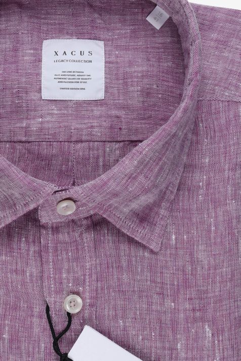 Men's Shirt Xacus Regular Plain 100% linen collar Italian Long sleeve