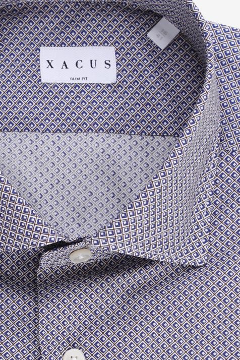 Men's Shirt Xacus Slim Semi-plain 100% cotton collar French Long sleeve
