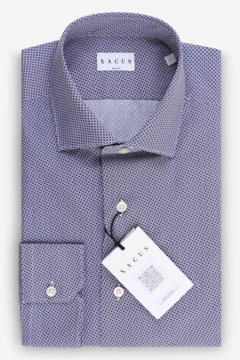 Camisa Hombre Xacus Slim Diseño  100% algodón cuello Francés Manga larga