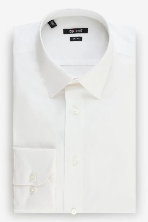 Chemise Homme Aplomb Slim Uni 97% coton 3% elastan col Classique Manche longue