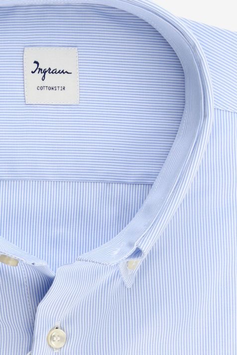 Men's Shirt Ingram Classic Not Iron Stripe 100% cotton collar Button down Long sleeve
