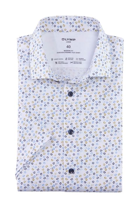 Hemd Herren Olymp Classic Muster kragen Französisch Kurze Ärmel