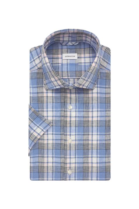 Men's Shirt Seidensticker Regular Check collar Italian Short sleeve