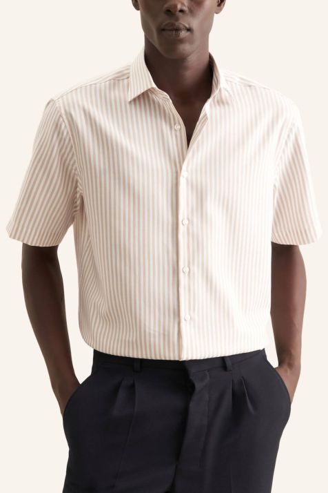 Men's Shirt Seidensticker Regular Not Iron Stripe collar Italian Short sleeve