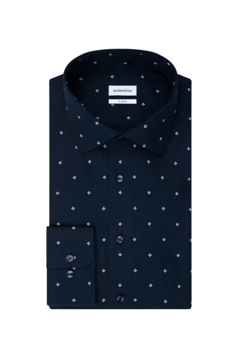 Men's Shirt Seidensticker Slim Not Iron Patterned collar Italian Long sleeve