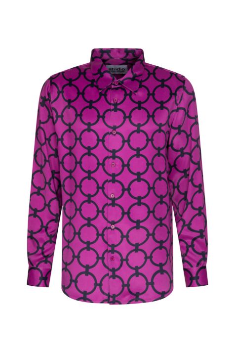 Men's Shirt Seidensticker Regular Not Iron Patterned collar Italian Long sleeve