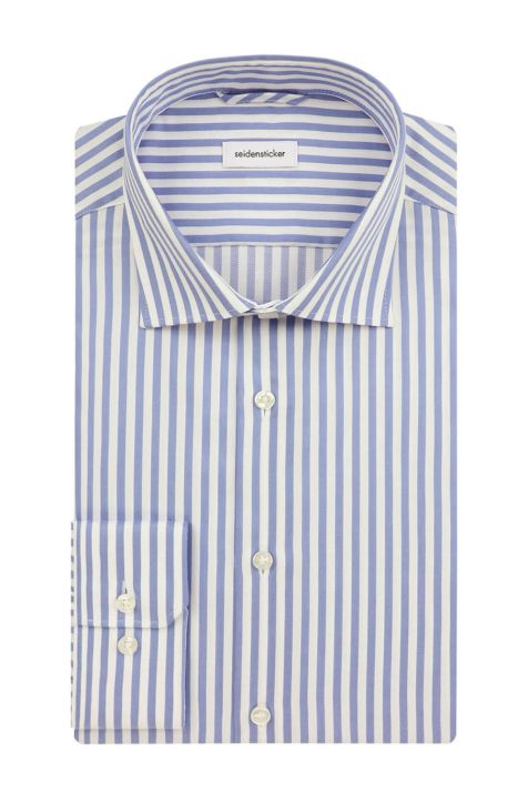 Camisa Hombre Seidensticker Slim No Plancha Rayas cuello Italiano Manga larga