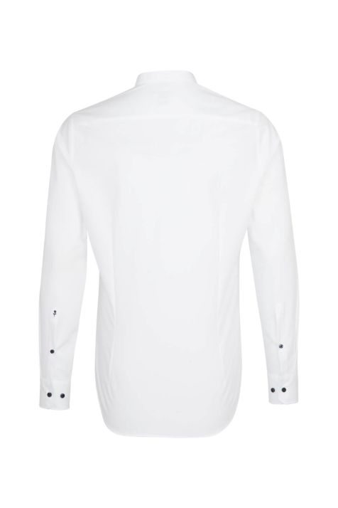 Men's Shirt Seidensticker Slim Not Iron Plain collar Mandarin collar Long sleeve