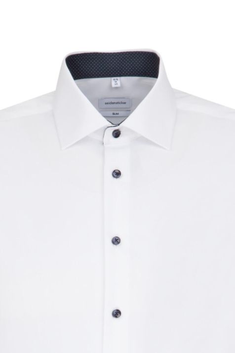 Men's Shirt Seidensticker Slim Not Iron Plain collar Italian Long sleeve