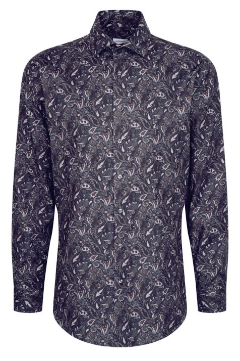 Men's Shirt Seidensticker Regular Not Iron Patterned collar Italian Long sleeve