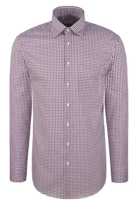 Men's Shirt Seidensticker Regular Not Iron Check collar Italian Long sleeve