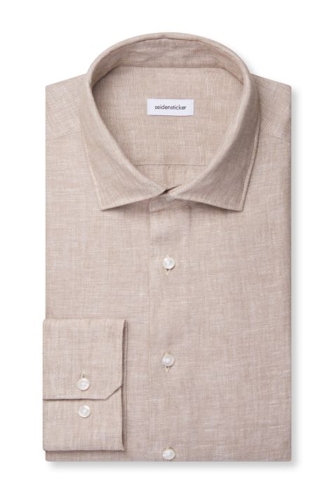 Men's Shirt Seidensticker Slim Plain collar Italian Long sleeve