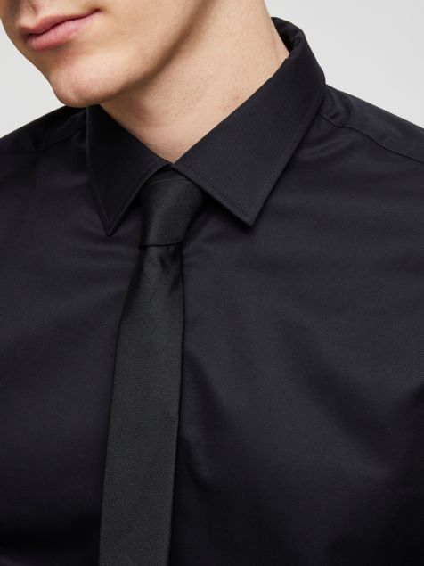 Camisa Hombre Selected Slim Lisa cuello Italiano Manga larga