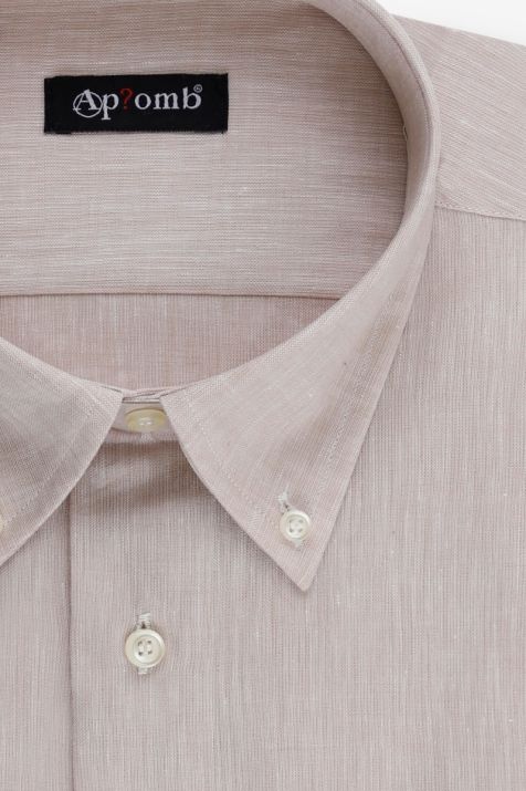 Men's Shirt Aplomb Classic Plain 100% linen collar Button down Long sleeve