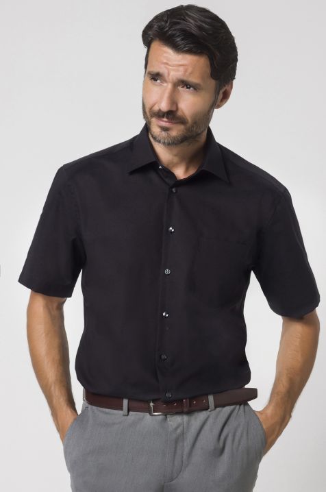 Men's Shirt Seidensticker Classic Not Iron Plain 100% cotton collar Italian Short sleeve