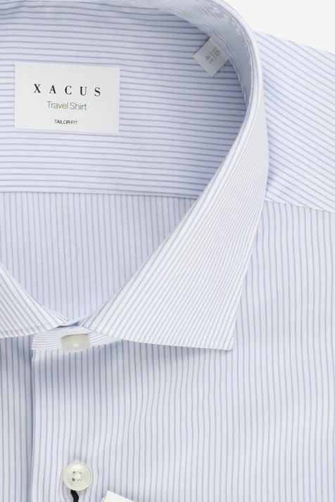 Chemise Homme Xacus Regular Sans Repassage Rayures 100% coton col Italien Manche longue