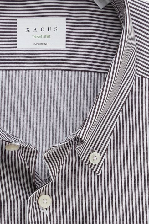 Men's Shirt Xacus Classic Not Iron Stripe 100% cotton collar Button down Long sleeve