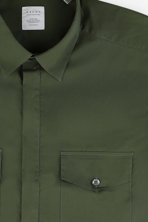 Men's Shirt Xacus Regular Plain 72% cotton 3% elastan 25% pa collar Italian Short sleeve