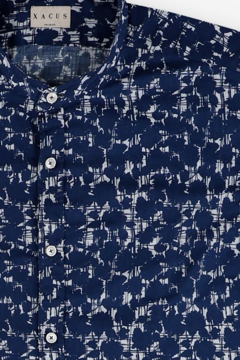 Hemd Herren Xacus Regular Muster 100% Baumwolle gewaschen kragen Mandarinkragen Lange Ärmel