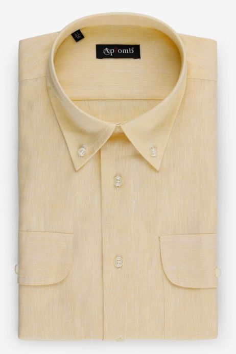 yellow dress shirt near me Hisdern Pastel Yellow Formal Shirt Classic Pocket Style for Business L