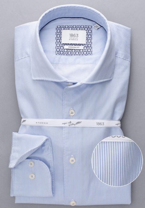 ETERNA Camicia Uomo Slim Fit 1/1 – Azzurro Chiaro, Taglia 44 – Lavabile In Lavatrice – Lusso E Comfort