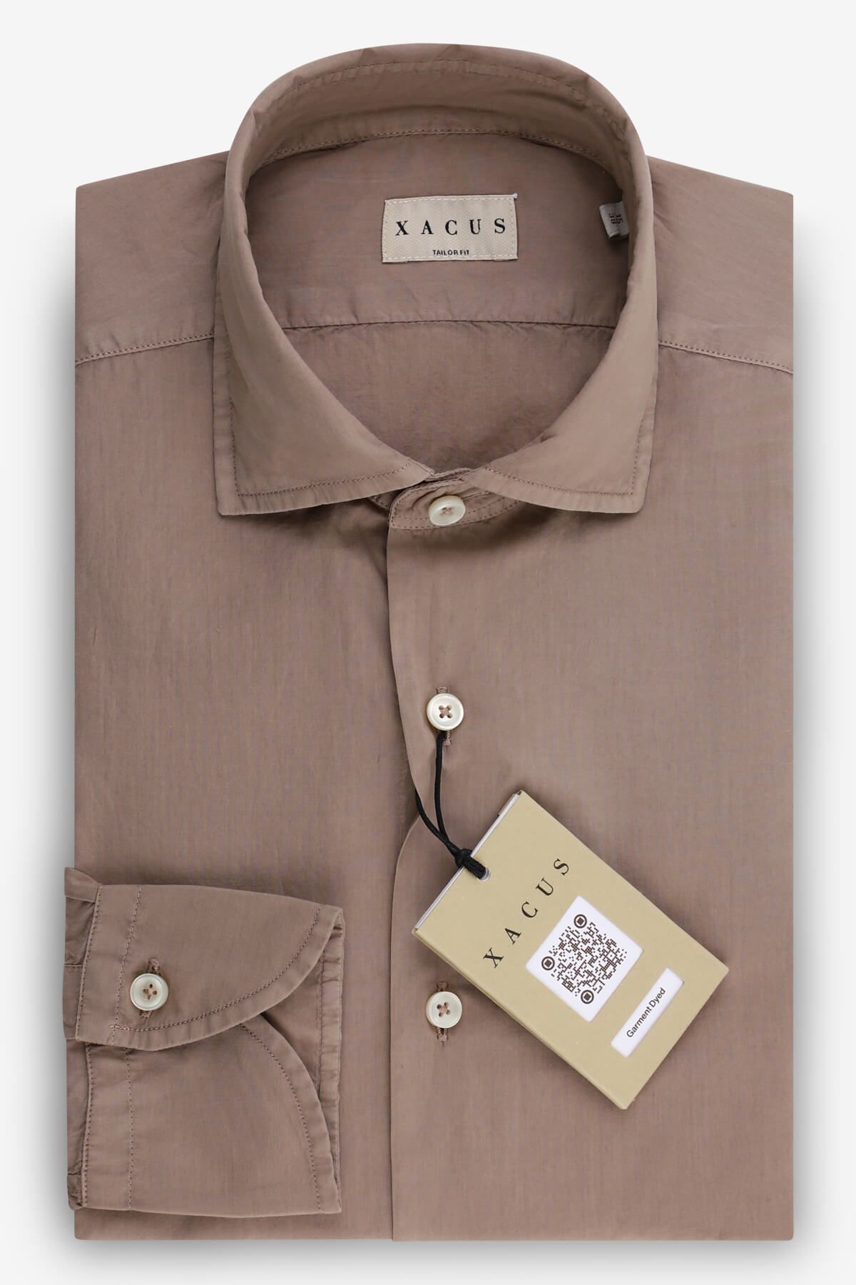 green emerald velvet dress Non-Iron Cotton Solid Dress Shirt With Contrast Trim - Brown main image 0