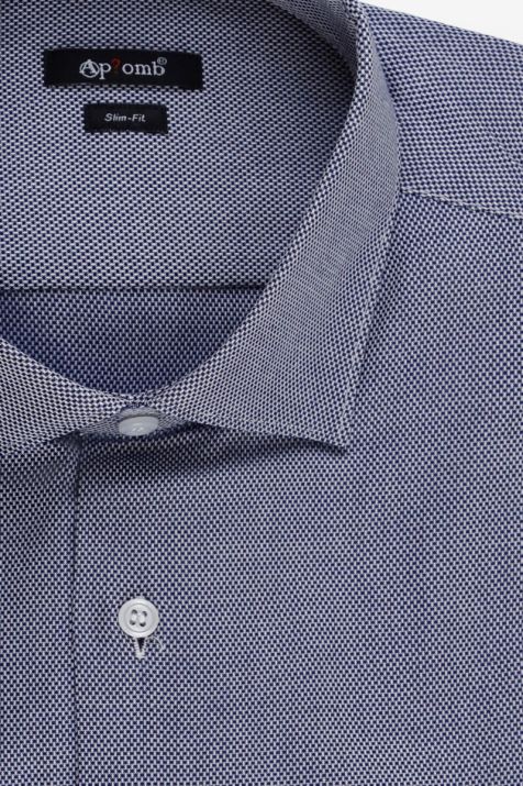 Camisa Hombre Aplomb Slim Diseño  100% algodón cuello Francés Manga larga