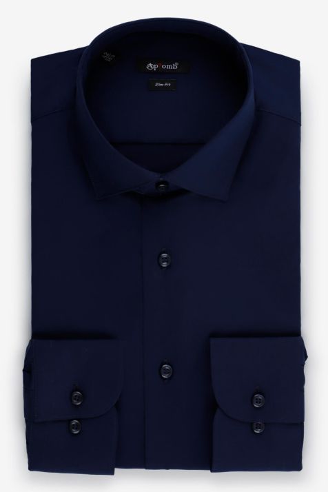 Men's Shirt Aplomb Slim Plain 97% cotton 3% elastan collar French Long sleeve
