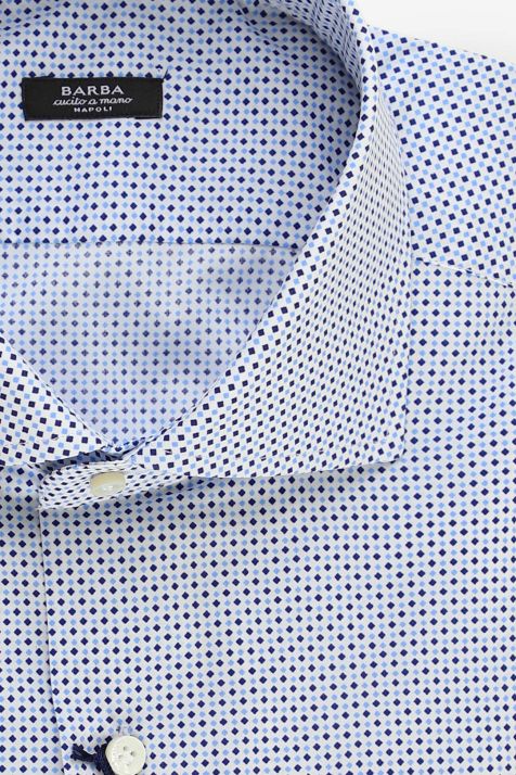 Chemise Homme Barba Regular Partiellement  100% coton col Italien Manche longue