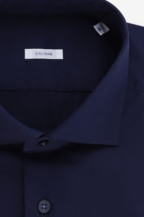 Hemd Herren Caliban Slim Einfarbig 100% Baumwolle kragen Französisch Lange Ärmel