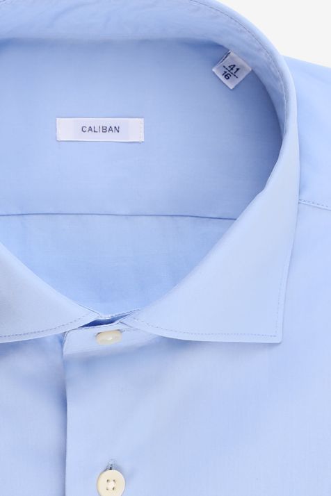 Men's Shirt Caliban Slim Plain 100% cotton collar French Long sleeve