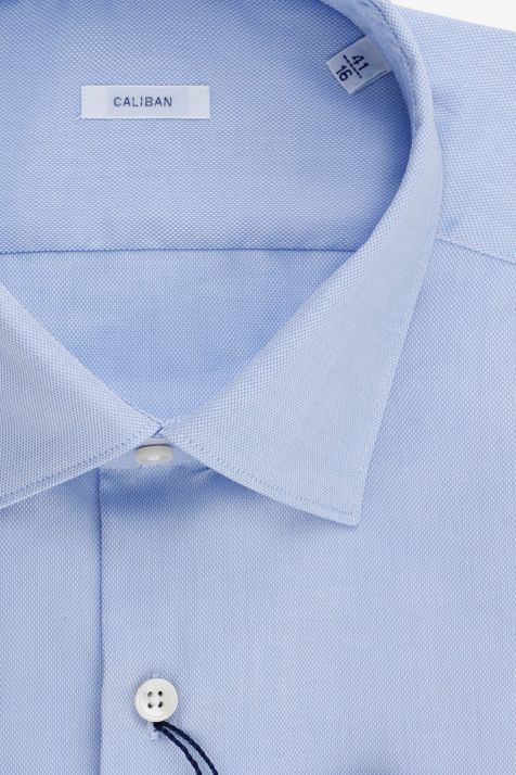 Camisa Hombre Caliban Slim Lisa 100% algodón cuello Italiano Manga larga