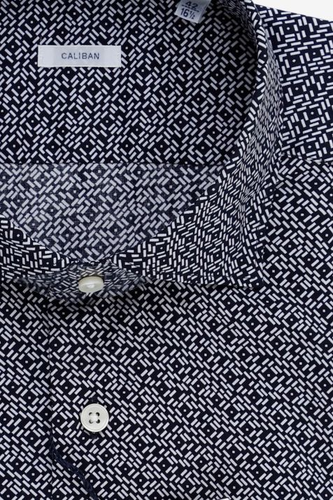Men's Shirt Caliban Slim Patterned 97% cotton 3% elastan collar French Long sleeve