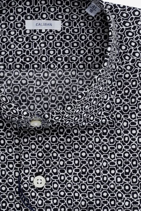 Camisa Hombre Caliban Slim Estampada 97% algodón 3% elastan cuello Francés Manga larga