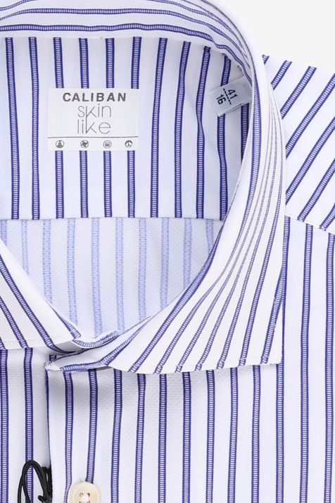 Chemise Homme Caliban Regular Rayures 85 % polyamide, 15 % élasthanne col Italien Manche longue