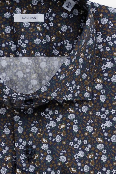 Camisa Hombre Caliban Regular Estampada 100% algodón cuello Francés Manga larga