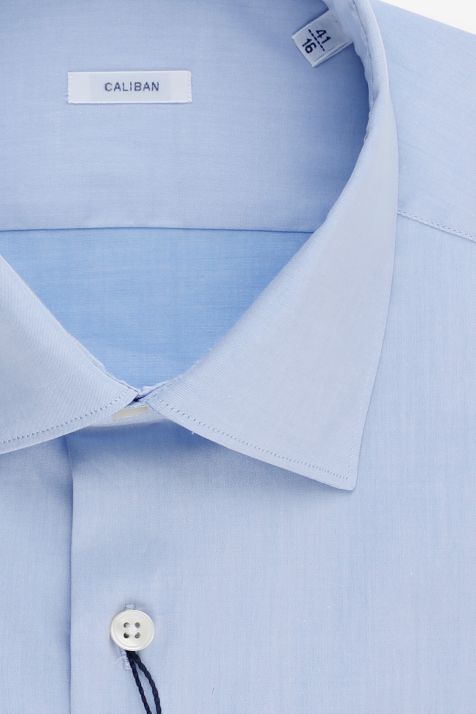 Men's Shirt Caliban Slim Plain 100% cotton collar Italian Long sleeve